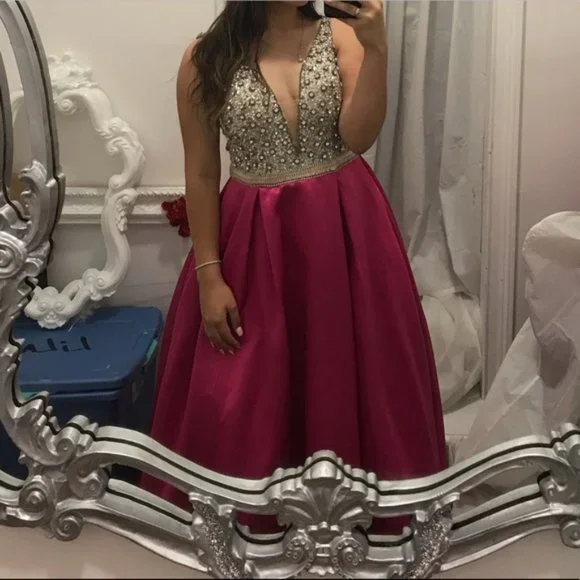 Terani Couture Beaded Satin A-line Gown - Picture 4 of 5